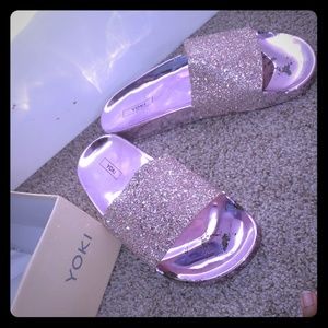 Pink Glitter Slides
